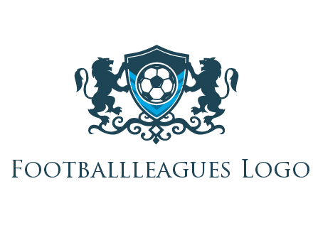 lions with football in ornamental shield 
