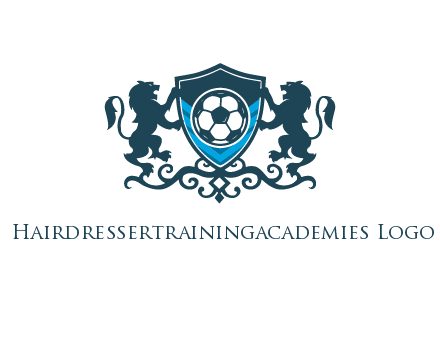 lions with football in ornamental shield 