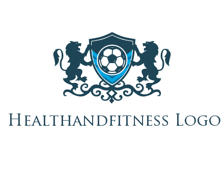 lions with football in ornamental shield 
