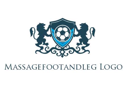 lions with football in ornamental shield 