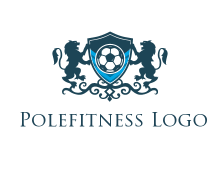 lions with football in ornamental shield 