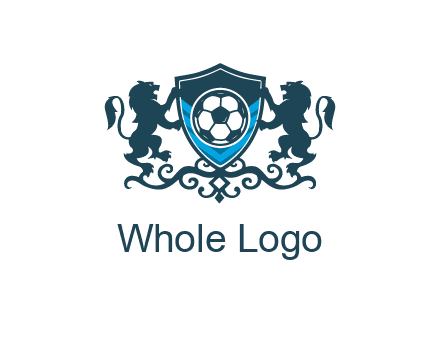 lions with football in ornamental shield 