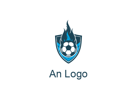 football on fire in shield