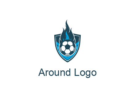 football on fire in shield