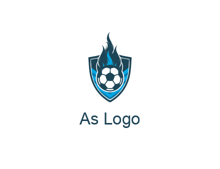 football on fire in shield