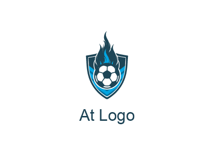 football on fire in shield