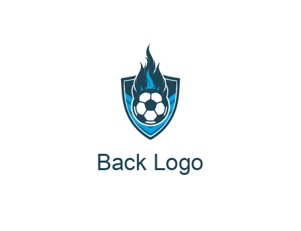 football on fire in shield