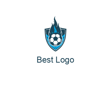 football on fire in shield