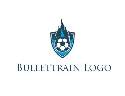 football on fire in shield