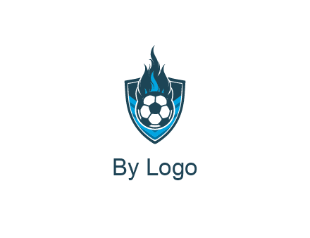football on fire in shield