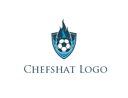 football on fire in shield