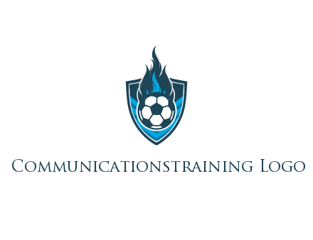 football on fire in shield