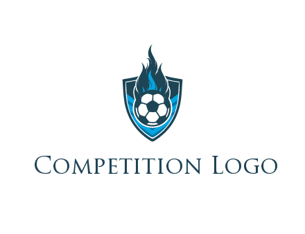 football on fire in shield