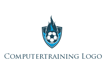 football on fire in shield