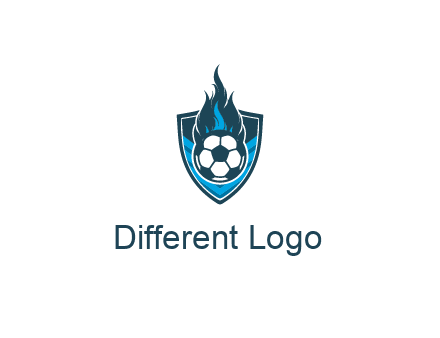 football on fire in shield