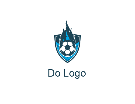 football on fire in shield