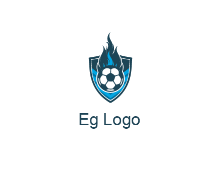 football on fire in shield