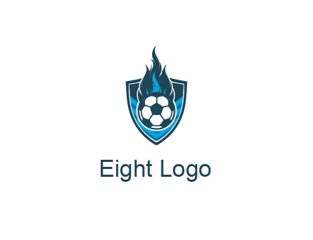 football on fire in shield