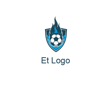 football on fire in shield