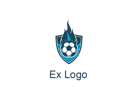 football on fire in shield