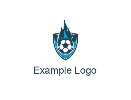 football on fire in shield
