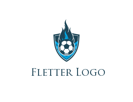 football on fire in shield