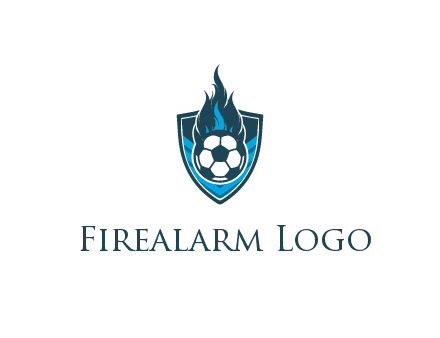 football on fire in shield