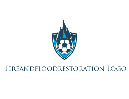 football on fire in shield