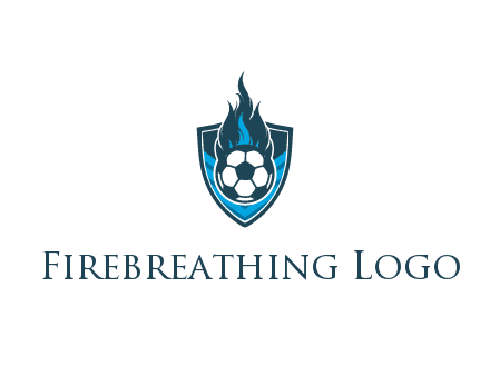 football on fire in shield