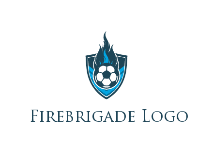 football on fire in shield
