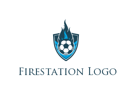 football on fire in shield