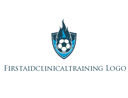 football on fire in shield