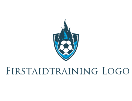 football on fire in shield