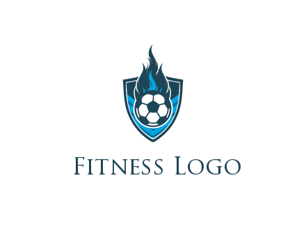football on fire in shield