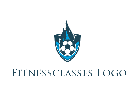football on fire in shield