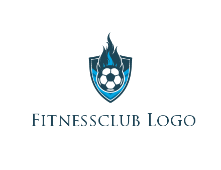 football on fire in shield
