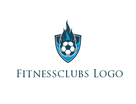 football on fire in shield