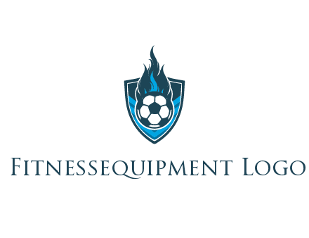 football on fire in shield