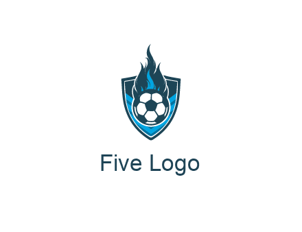 football on fire in shield
