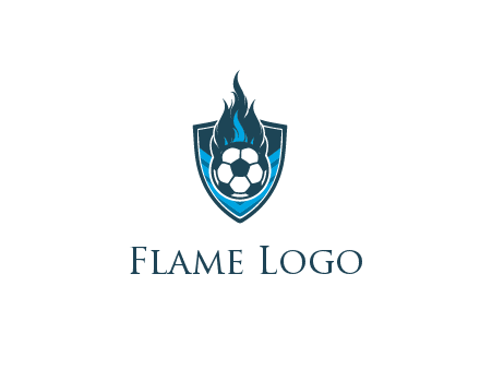 football on fire in shield