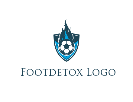 football on fire in shield