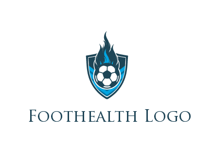 football on fire in shield