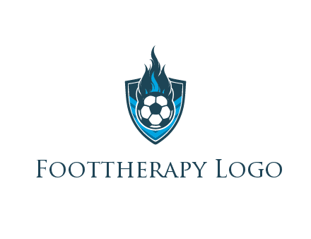 football on fire in shield