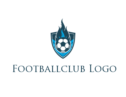 football on fire in shield