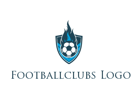 football on fire in shield