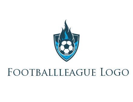 football on fire in shield