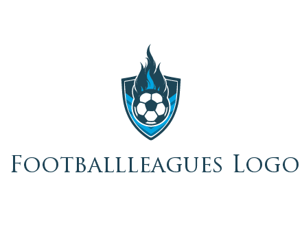 football on fire in shield