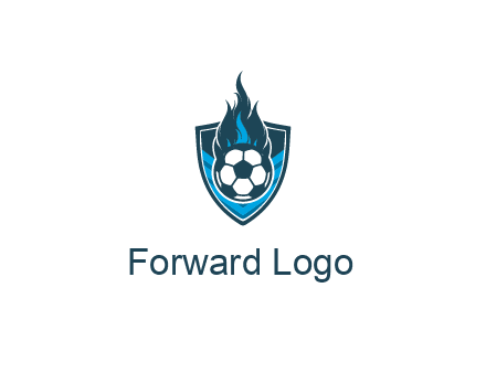 football on fire in shield