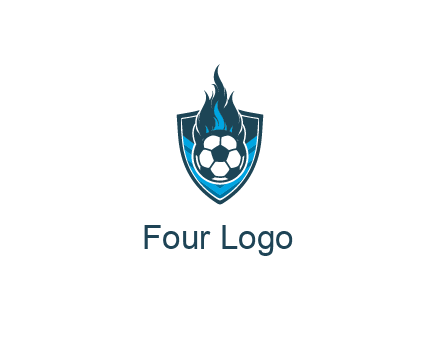 football on fire in shield
