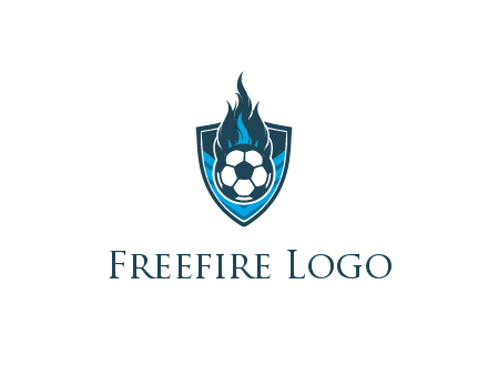 football on fire in shield